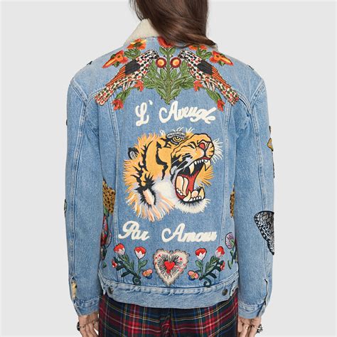 gucci denim jacket with tiger|gucci tiger jacket sale.